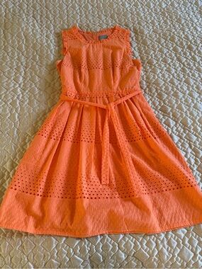 Rabbit Rabbit Rabbit Coral Eyelet Belted Sundress